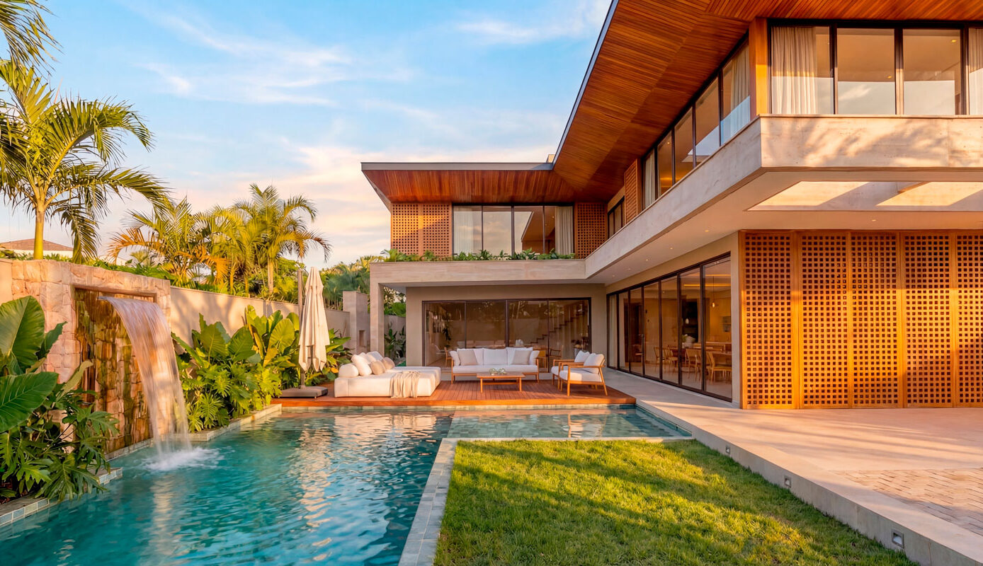 Modern tropical luxury mansion with 800 square meters designed by architect Thiago Bezerra in Bahia Brazil.